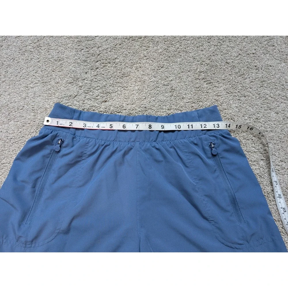Apana Athletic Shorts Women Size S Blue Lightweight Zipper Pockets Activewear